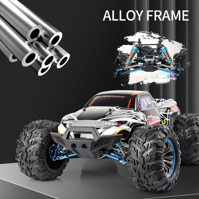 F19A 1/10 4WD 2.4G Metal Brushless High-speed Off-road Vehicle All-terrain Electric Climbing RC Car Monster Truck Model Toy with 3 Batteries - Black