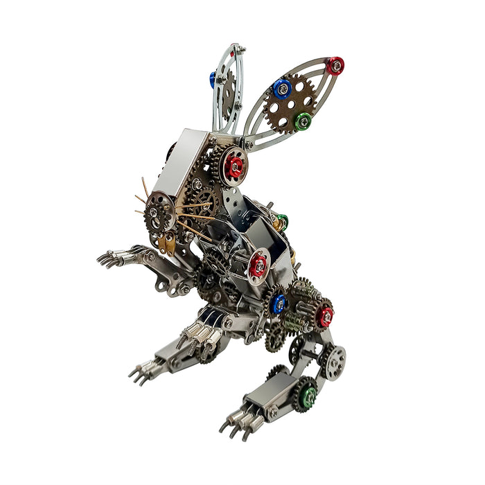 3D Metal Steampunk Puzzle Mechanical Easter Bunny Rabbit Model DIY Assembly Animal Jigsaw Puzzle Kit with Egg-500PCS+