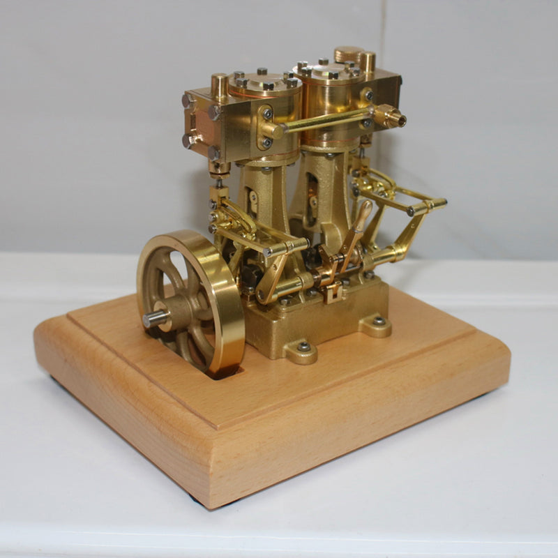 M30B 3.7CC Mini Retro Vertical Double-cylinder Reciprocating Double-acting Steam Engine Model Toys - EngineDIY