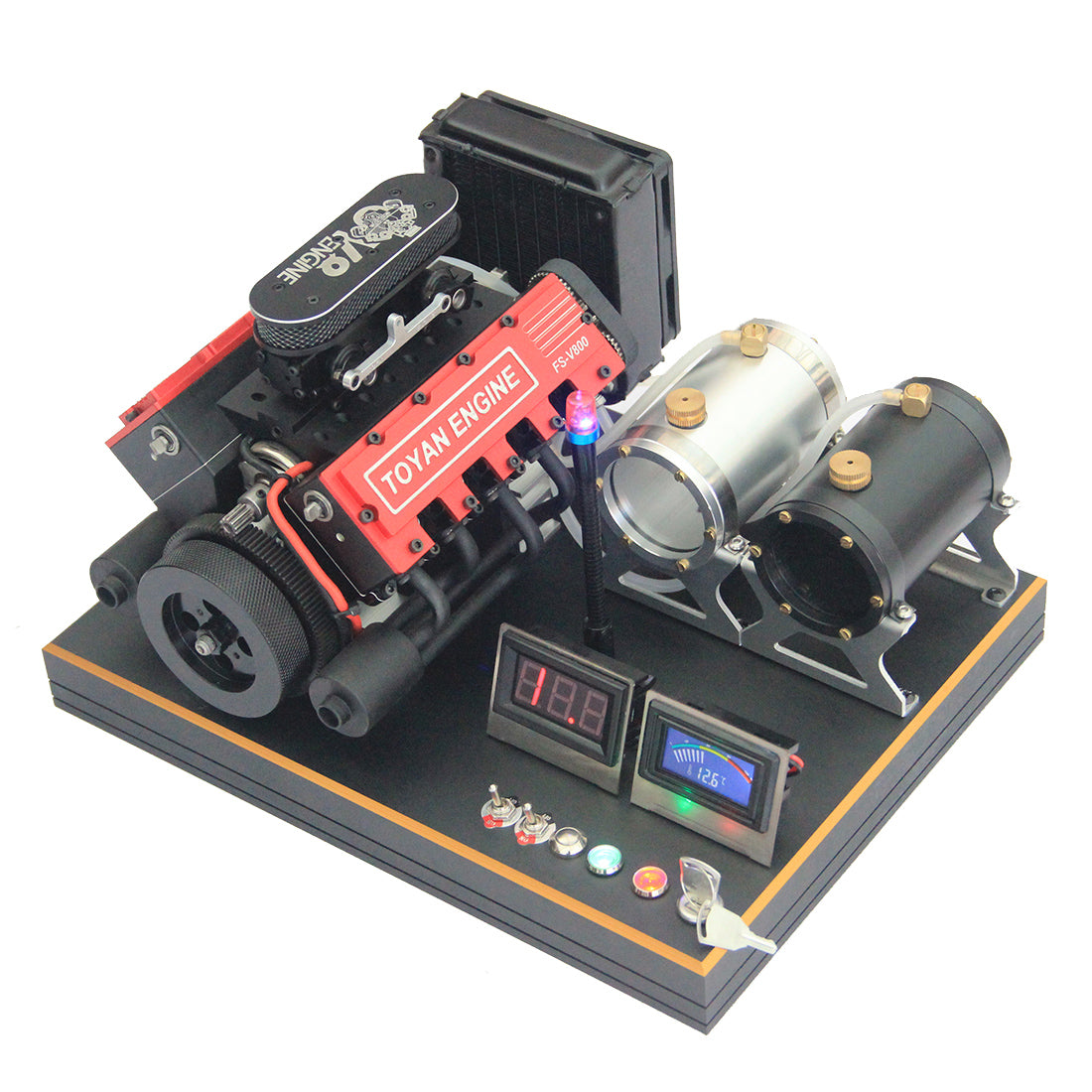 Model Engine Starting Kit TOYAN V8 Engine With Starter Kit, Stand and Accessories - EngineDIY
