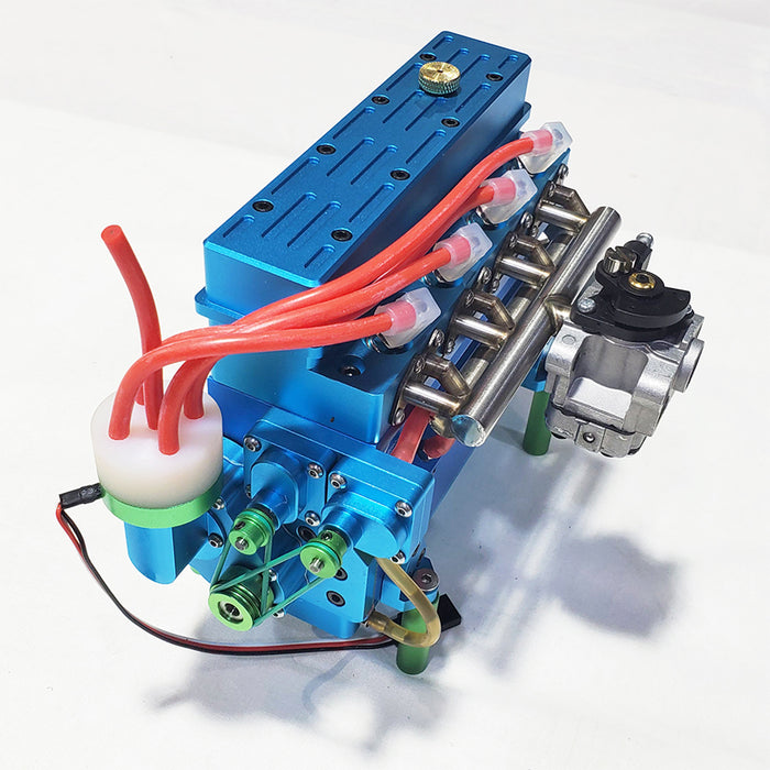 32cc Inline Four Cylinder Water Cooled Gasoline Engine for 1: 5 RC Model Car / Ship - Blue - enginediy