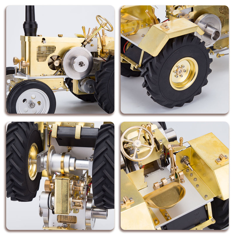 T16 Antique Roller Tractor Model with 1.6cc Mini Horizontal Air-cooled Single-cylinder Gasoline IC Engine - EngineDIY