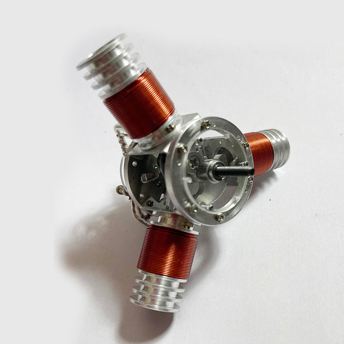 3-Cylinder Electromagnetic Engine Brushless Motor Metal Miniature Star Model with 6-12V