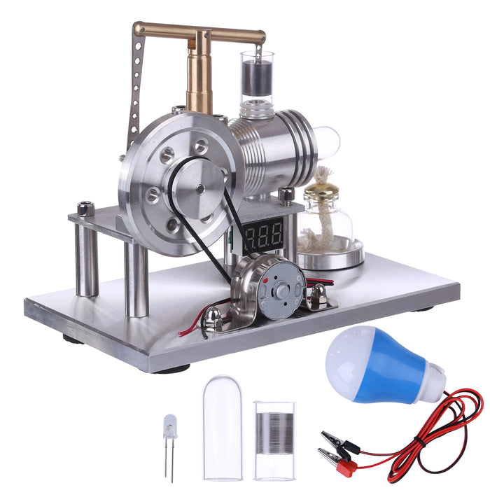 ENJOMOR Balance Type Hot Air Stirling Engine Generator Model with Voltage Digital Display Meter and LED Bulb - STEM Toy