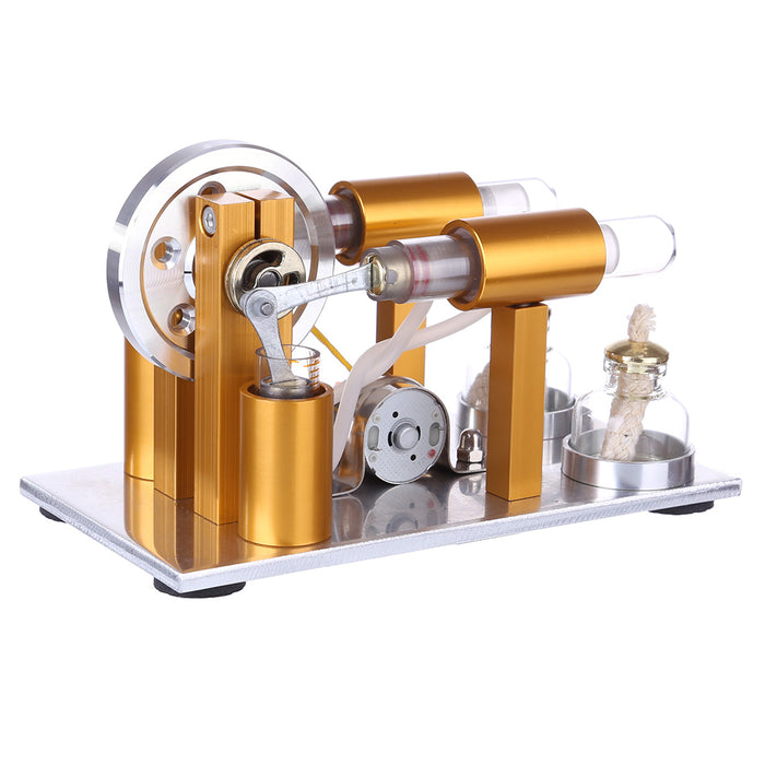 Two-cylinder Stirling Engine Model Physics Experiment Generator Model - enginediy