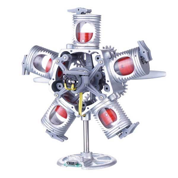 5 Cylinder Radial Engine Kit 5V USB Powered Motor Model Stem Toy - enginediy