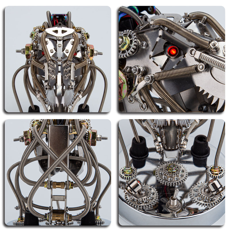 3D Metal Steampunk Moving Mechanical Dinosaur Head Model Kits - 180PCS+ - EngineDIY