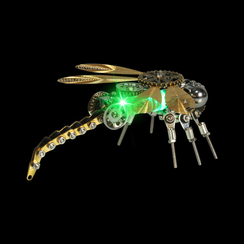 3D Puzzle Model Kit Mechanical Dragonfly with Night Light Color-changing Metal Games  - 260Pcs - EngineDIY