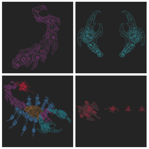 3D Puzzle DIY Model Kit Jigsaw Metal Scorpion King Mechanical Assembly Crafts-200PCS+ - EngineDIY