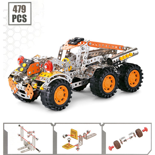 3D Metal Puzzle DIY Stainless Steel Assembly Car Toy Mechanical Racing Car Puzzle Model Kit for Adults Kids -528PCS