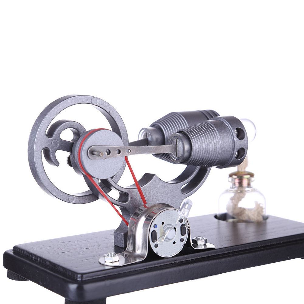 γ-shape Stirling Engine Generator Model Assembly Kit with LED Lights Retro Science Educational Model Collection - enginediy