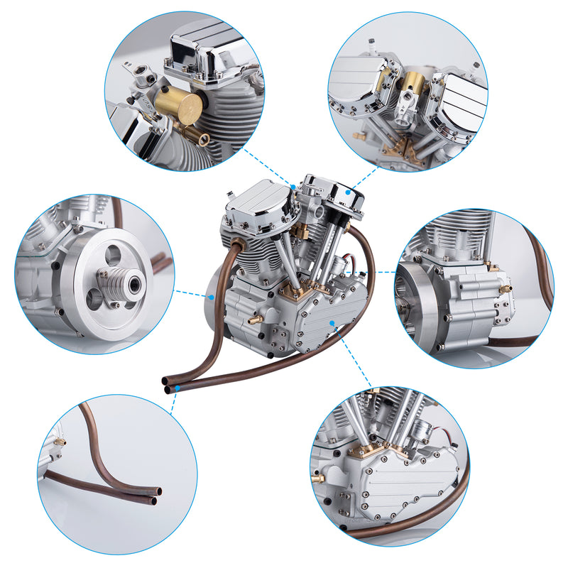 CISON FG-VT9 9cc V2 Engine V-Twin Dual Cylinder 4-Stroke Air-Cooled Gasoline Engine Motorcycle RC Engine Model - EngineDIY