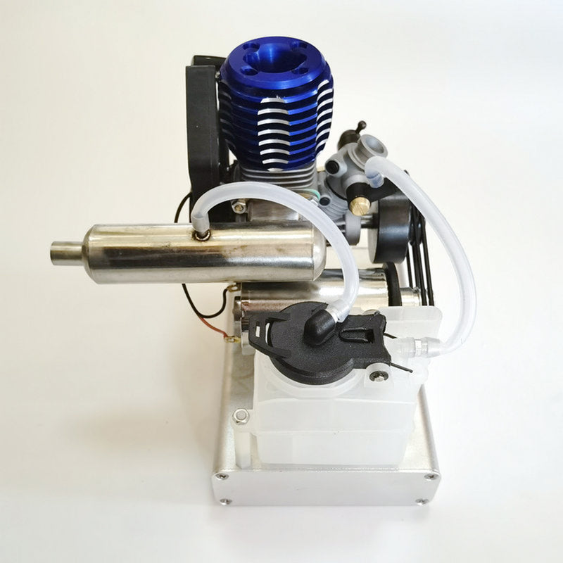 Level 15 12V 2 Stroke Methanol Nitro Engine Generator Model with Cooling Fan (5V 1.5A USB Charging) - EngineDIY