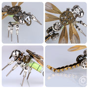 3D Puzzle Model Kit Mechanical Dragonfly with Night Light Color-changing Metal Games  - 260Pcs - EngineDIY