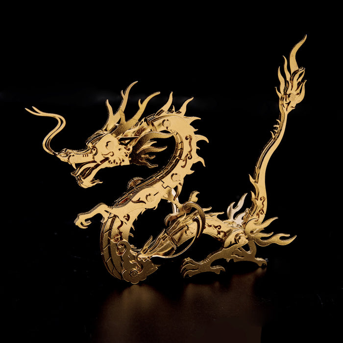 100Pcs+ DIY Metal Assembly Oriental Mythological Creatures Golden Chinese Dragon