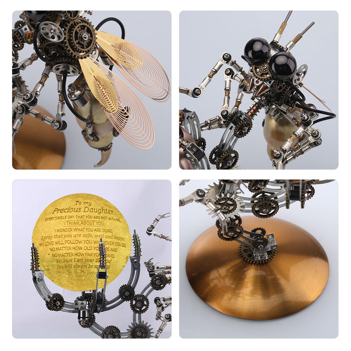 3D Metal Steampunk Galaxy Craft Puzzle Mechanical Wasp with 16 Colors Tap and Remote Control Lamp Model DIY Assembly for Home Decor Creative Gift-627PCS
