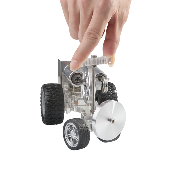 Stirling Engine DIY Model Car Vehicle Science Experiment Teaching Aids Gift - Manual Steering