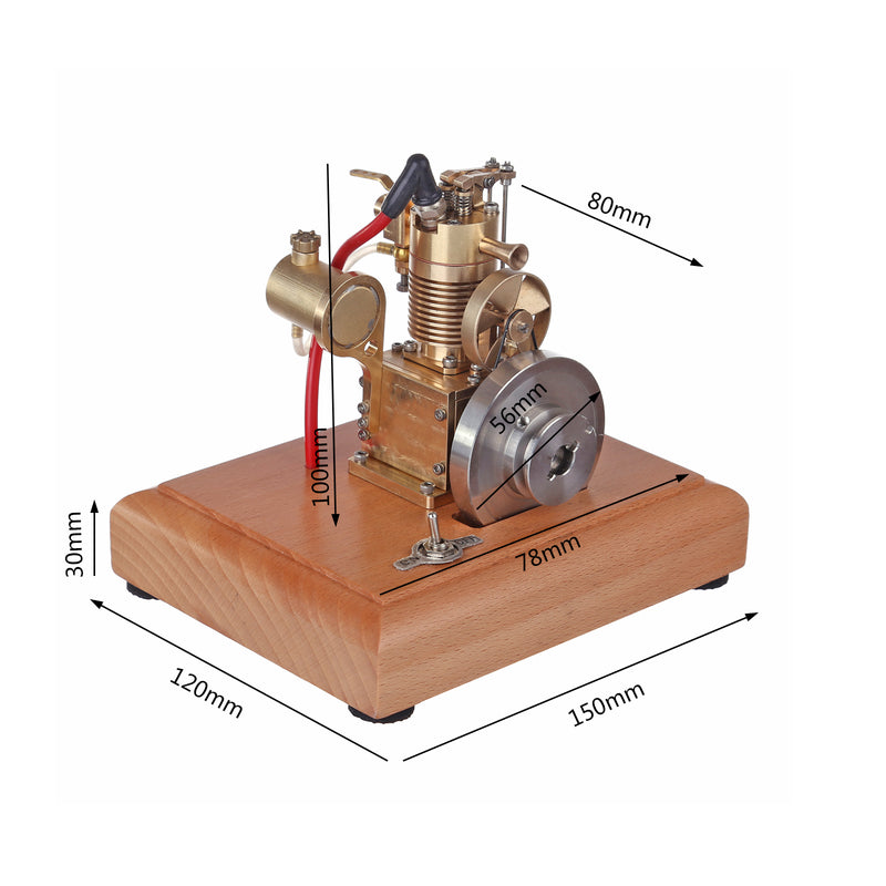 M16 1.6cc Mini 4 Stroke Gasoline Engine Model Vertical Air-cooled Single-cylinder Engine with Wooden Base - EngineDIY