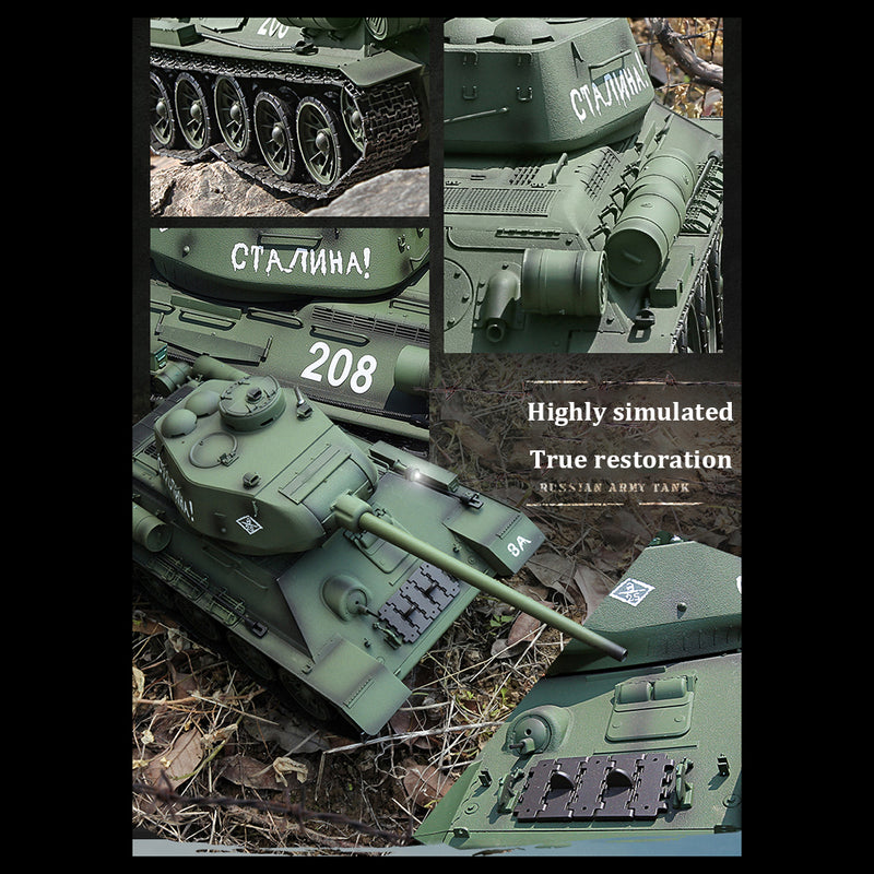 1/16 RC-Panzer, sowjetischer T-34-Mittelpanzer, 2,4-G-Fernsteuerungsmodell, Militärpanzer mit Sound- und Raucheffekt – Verbesserte Ausgabe