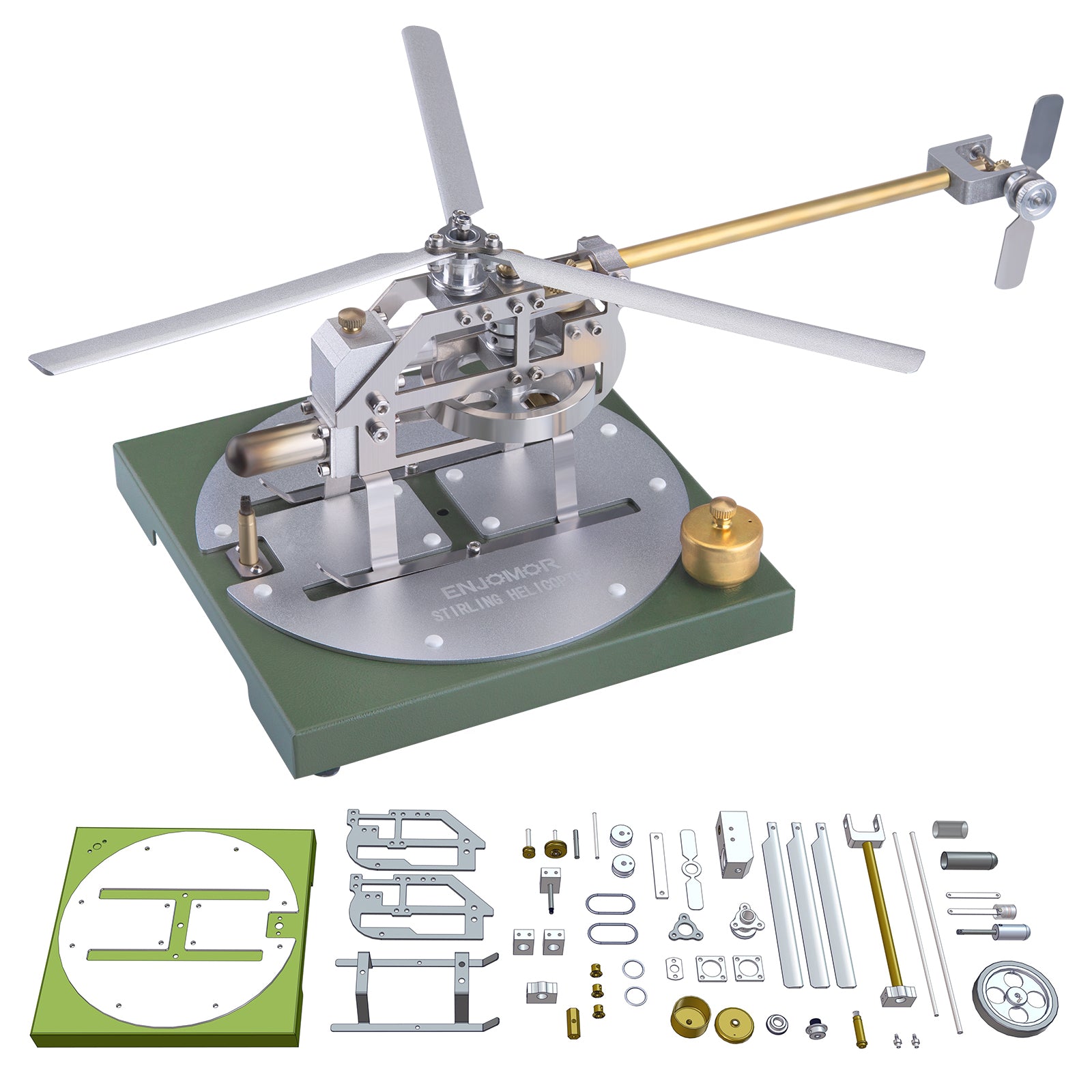 Kit de modèle d'hélicoptère Stirling ENJOMOR, modèle de moteur Stirling à air chaud Gamma, modèle d'assemblage à faire soi-même, jouet éducatif STEM