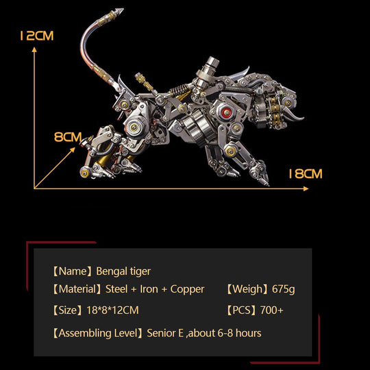 Kit de construction de tigre du Bengale en métal 3D, 700 pièces et plus, jouet à monter soi-même