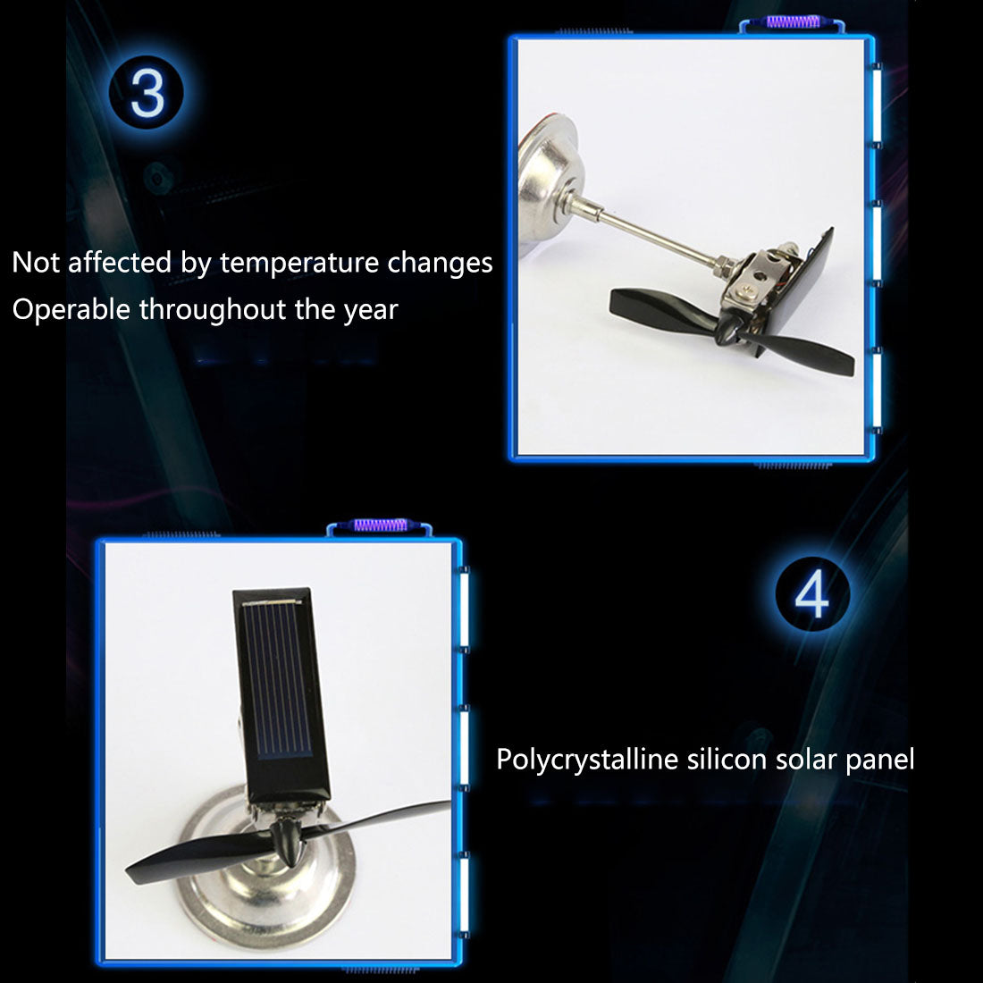 Stark 2 Blades Vehicle-mounted Solar Windmill Motor Solar Toy Scientific Physics Toy - enginediy