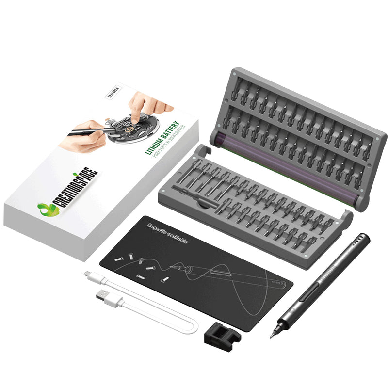 Mini Precision Electric Screwdriver DIY Tools Set with LED Light for Models & Electronics (Frosted) - EngineDIY