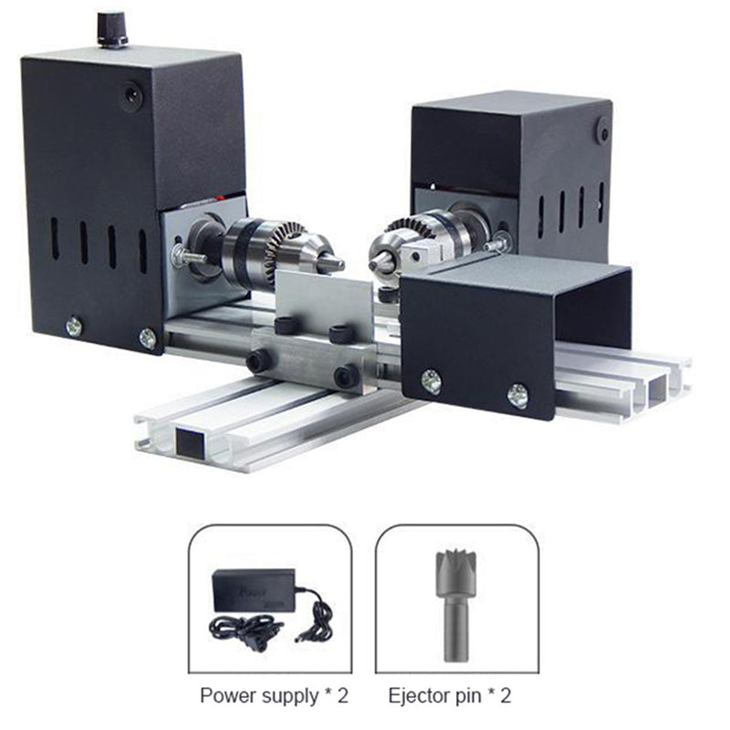 Mini Desktop Lathe with Dual Motor Multifunctional Electric DIY Tools (Black) - EngineDIY