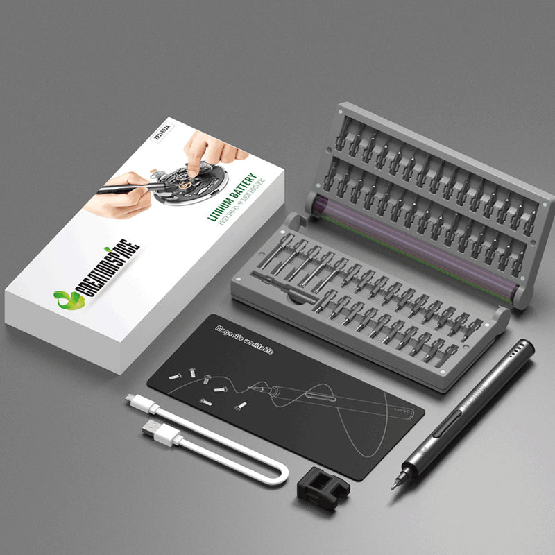 Mini Precision Electric Screwdriver DIY Tools Set with LED Light for Models & Electronics (Frosted) - EngineDIY