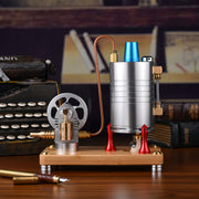 Retro All-metal Vertical Steam Engine Model with Base, Boiler and Alcohol Lamp - EngineDIY