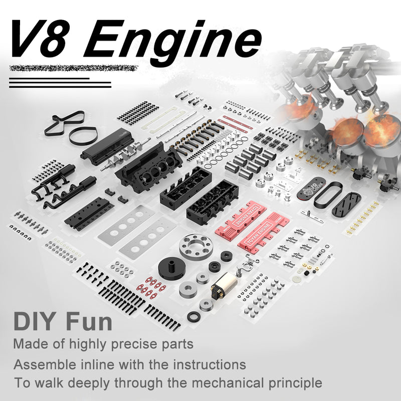 TOYAN V8 Engine FS-V800 28cc Engine Model Kit with Supercharger Accessories That Works - EngineDIY