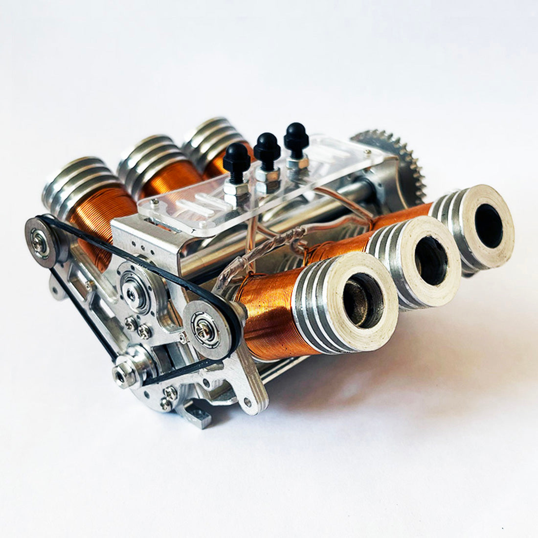 Metal V6 Double-piston Brushless Electromagnetic Engine Model Technology Toys for 1/10RC RC Cars Ships