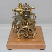 M30 3.7CC Mini Retro Vertical Double-cylinder Reciprocating Double-acting Steam Engine Model Toys with Speed Reducer - EngineDIY