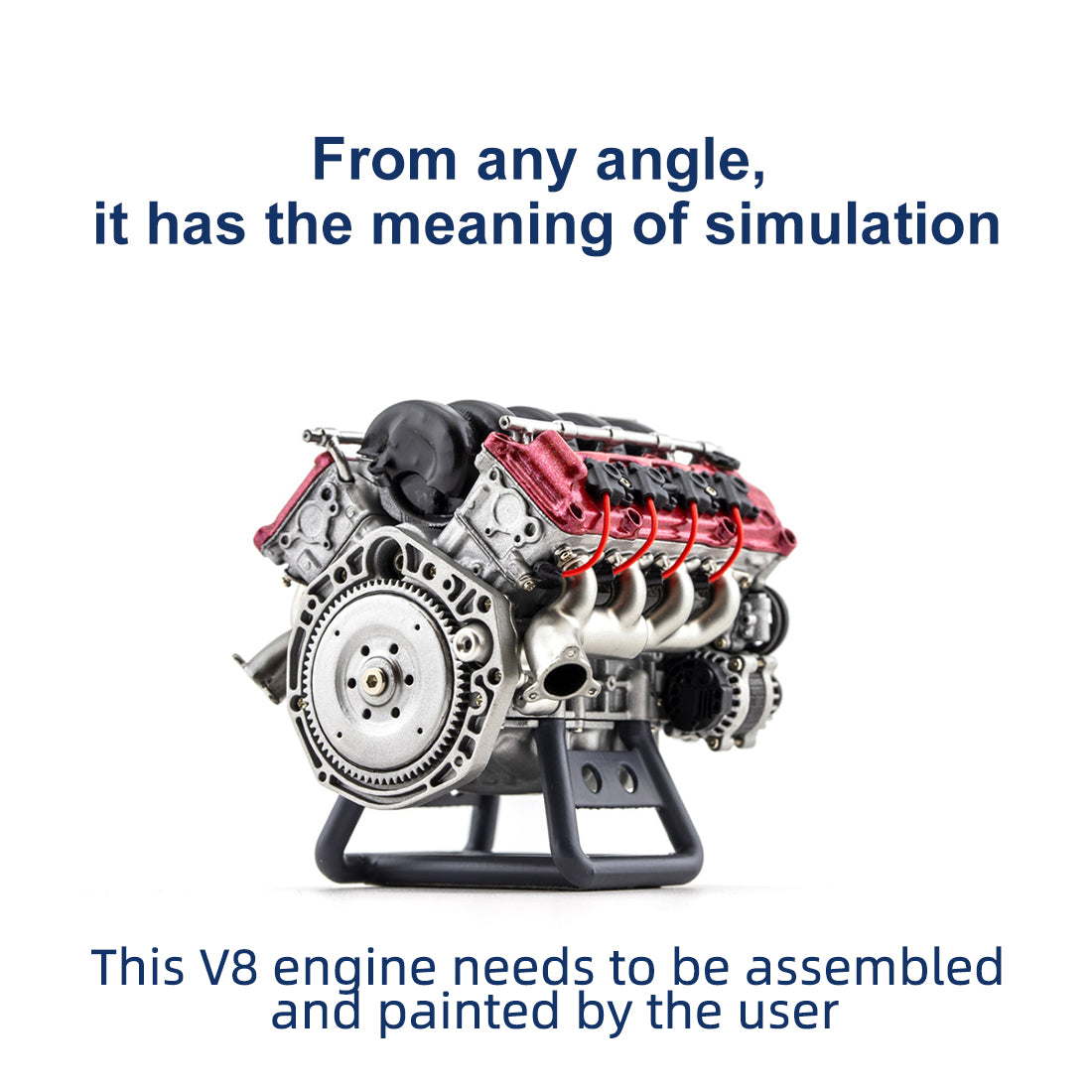 V8 Engine Model Kit that Works - Build Your Own V8 Engine - Paint Your Own V8 Engine -MAD RC V8 Engine for Capra VS4-10 Pro