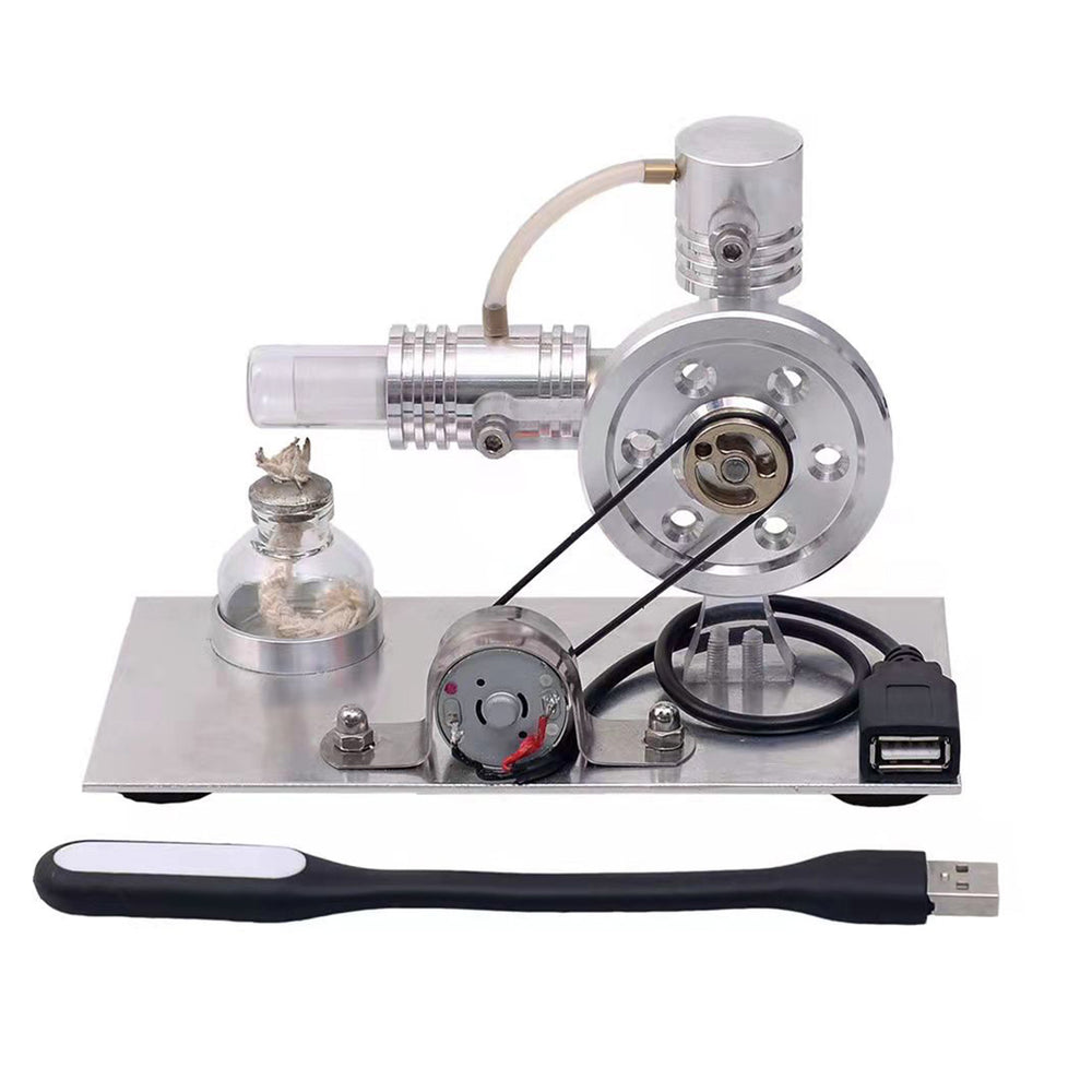 L-shape Stirling Engine Model with USB Connector and Night Light– EngineDIY