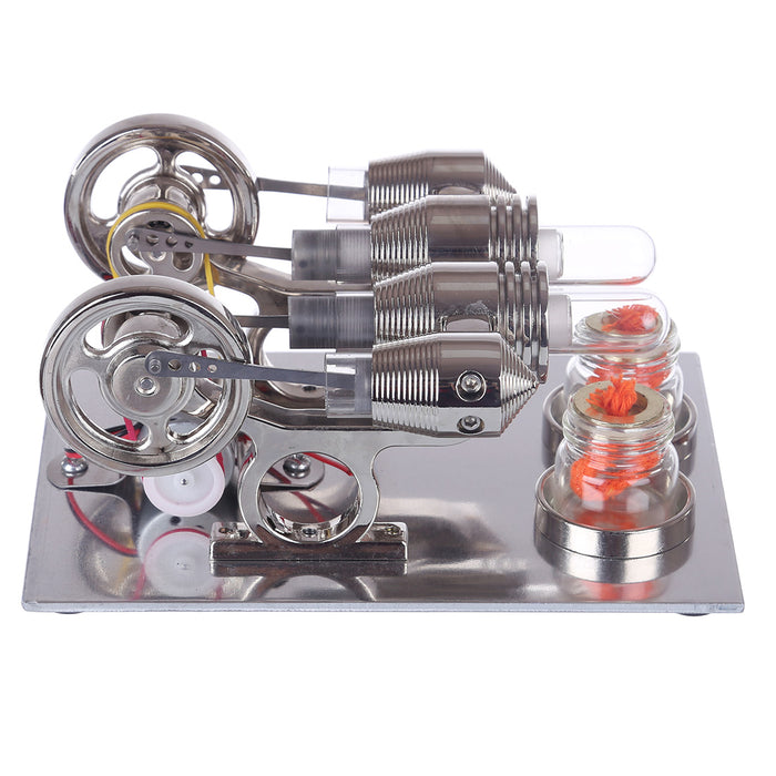 Stirling Engine 2 Cylinder Stirling Engine Model with Electricity Generator Science Toy - enginediy