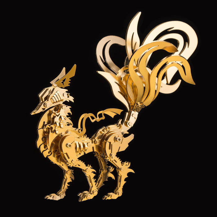 200Pcs+ DIY Assembly Toy Oriental Mythological Creatures Golden Nine-tailed Fox