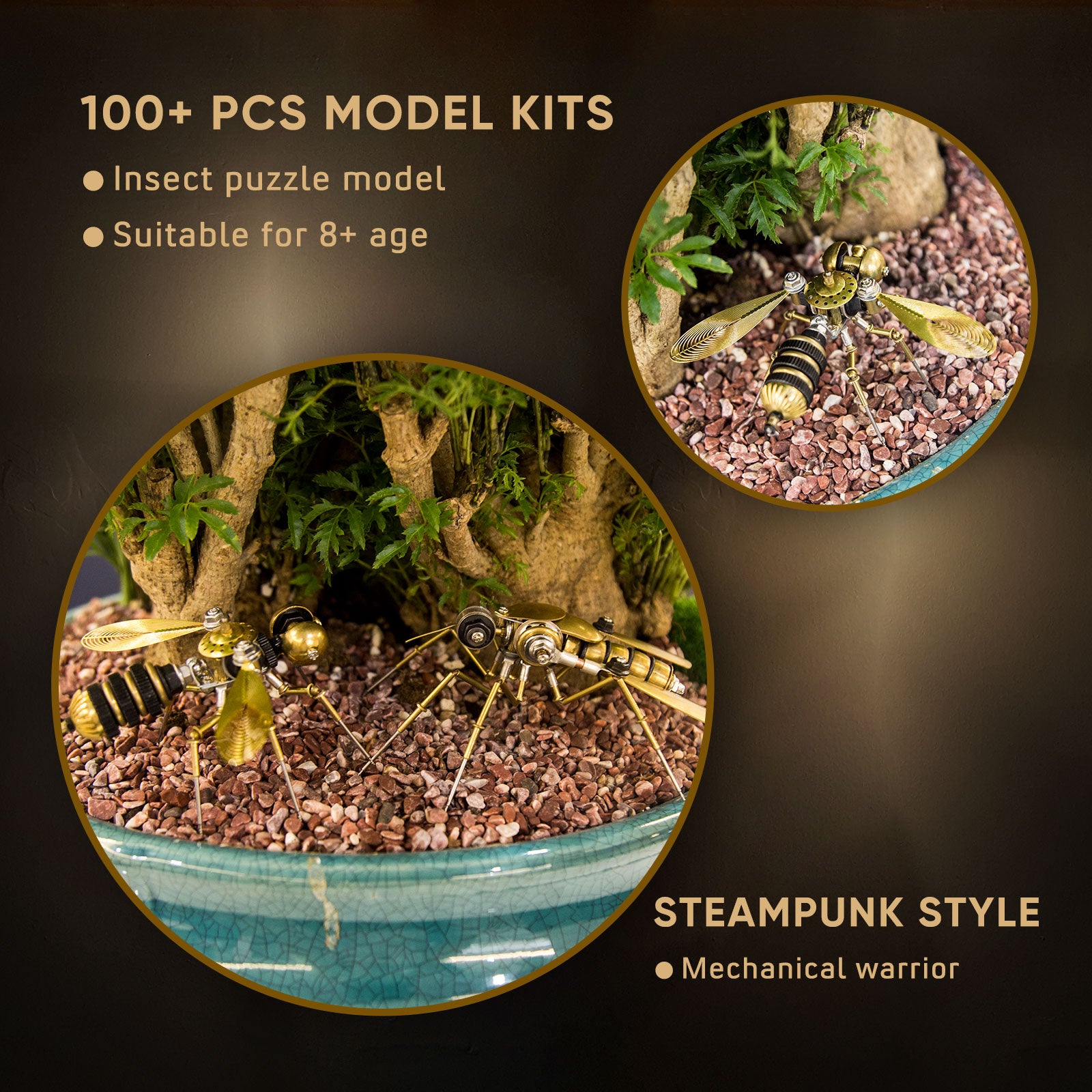 90Pcs Steampunk Insect Metal Model Kits Mechanical Crafts for Home Decor - Bee