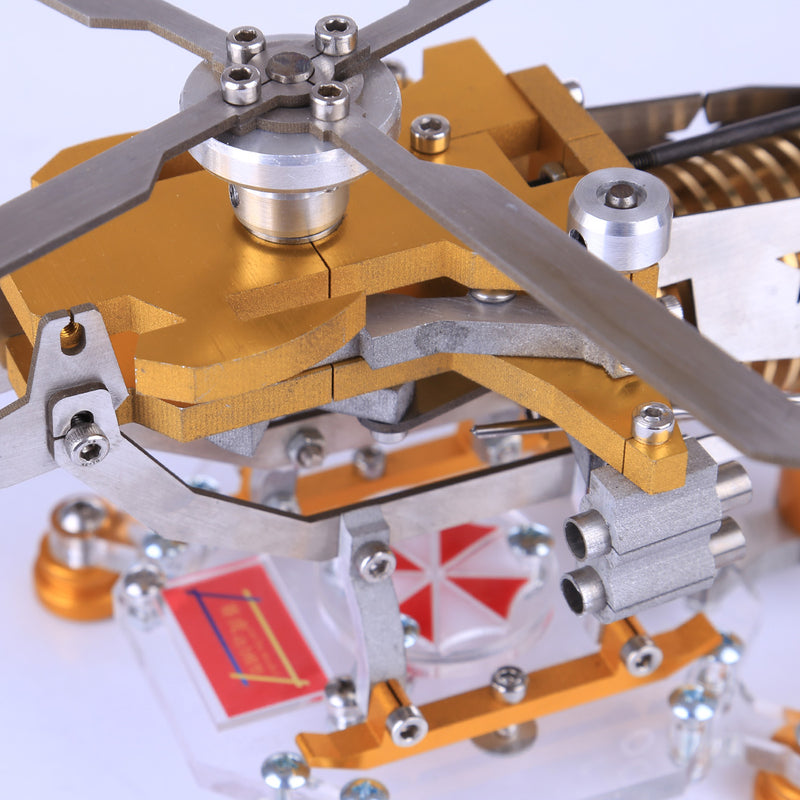 Stirling Engine Model Kit Vacuum Engine with Helicopter Design Single Stirling Engine Armored Edition - EngineDIY