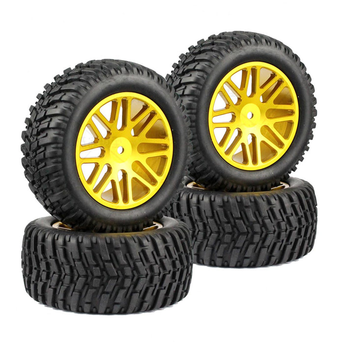 4Pcs Metal Off-road Rally Tyres with 12mm Adapter for HSP HPI WR8 1/10 94177 94170 94118 RC Model Car - Random Color