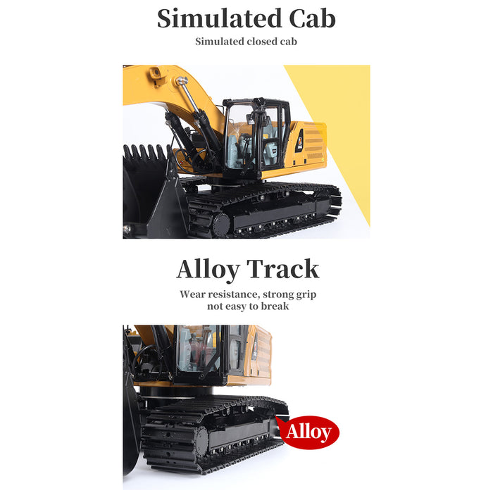 1: 16 2.4 RC Excavator Simulation Hydraulic Drive Grab All Alloy Engineering Vehicle Model - enginediy