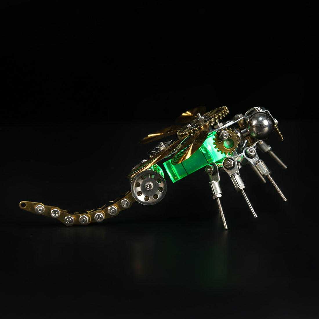 3D-Puzzle-Modellbausatz Mechanische Libelle mit Nachtlicht Farbwechselnde Metallspiele - 260 Teile