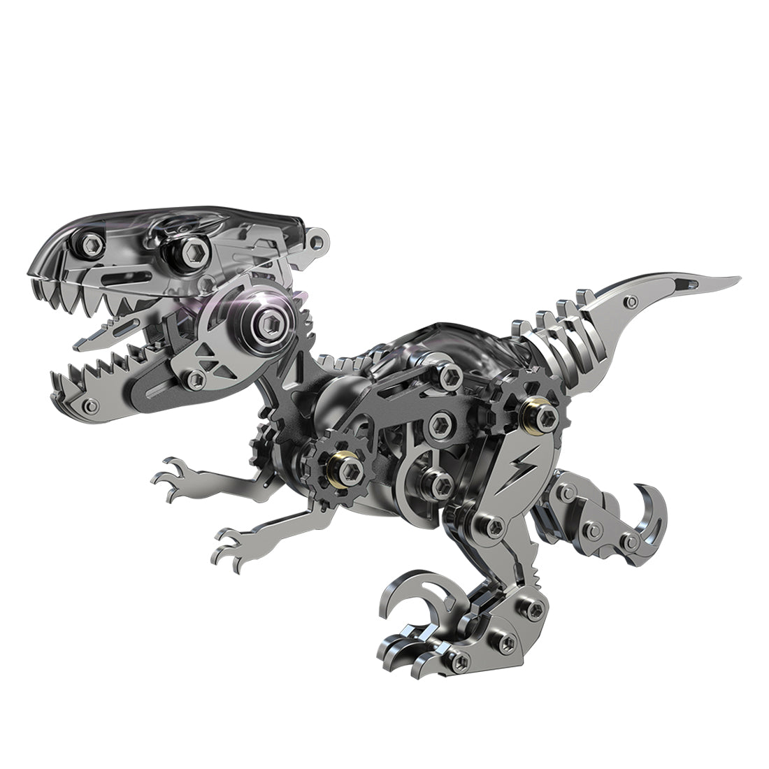 Kit de modèle de dinosaure mécanique en métal 3D, modèle d'assemblage de vélociraptor à monter soi-même - 160 pièces 