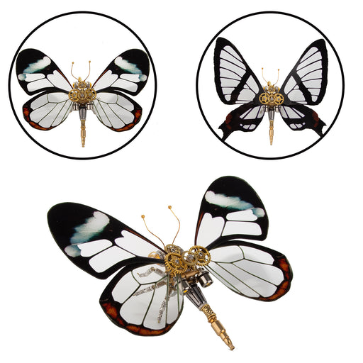 3D Metal Butterfly Model Kit, 2 In 1 Steampunk Luminous Butterfly (200PCS+/Transparent) - Chorinea Sylphina & Glasswing Butterfly