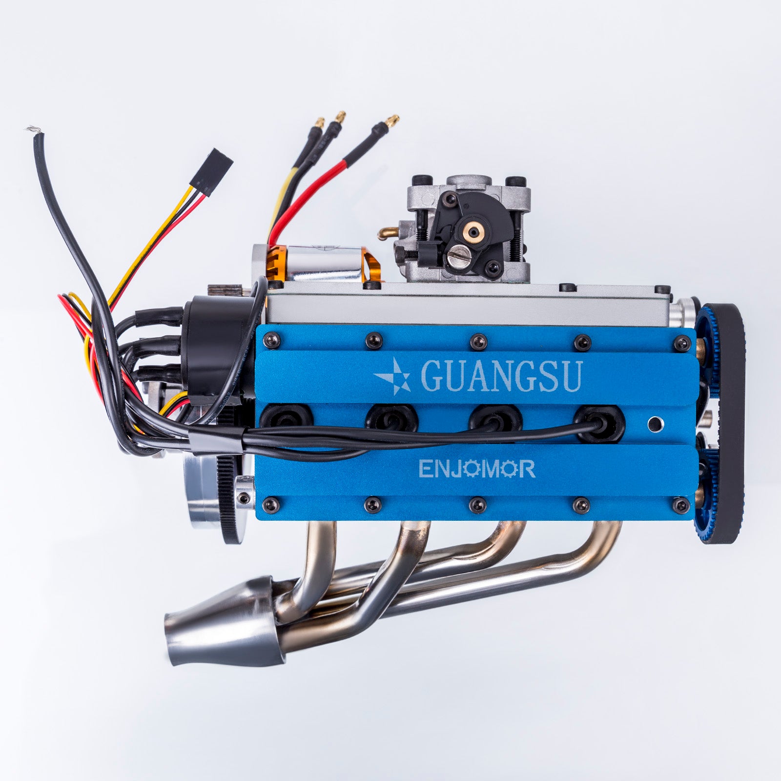 Moteur à essence 36 cc DOHC 4 cylindres en ligne 4 temps refroidi par eau à démarrage électrique pour modèle de voiture RC, bateau, réservoir, avion