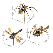 250+Pcs Mechanical Metal Model Kit Assembly Toy - (Spider + Dragonfly + Wasp) - EngineDIY