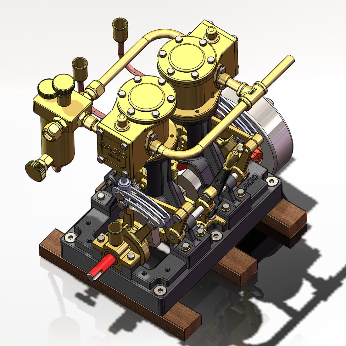 KACIO LS2-14 2 Cylinders Reciprocating Retro Steam Engine Model for Model Ship Model Boat Above 80cm