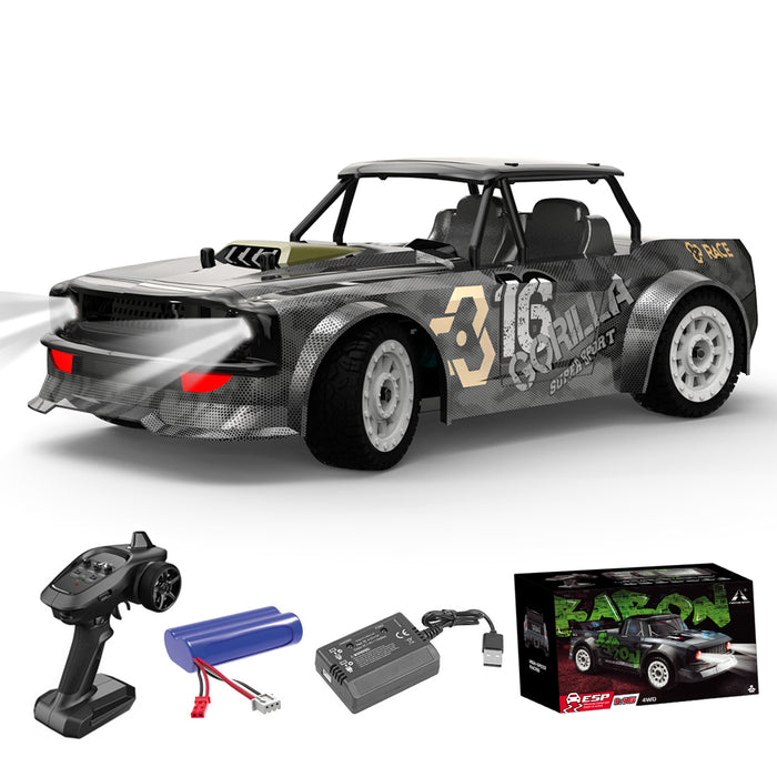 RC Car 1/16 50KM/H 4CH 4WD 2.4G Full Scale Brushless High-speed Racing Car Drifting RC Car with Front Lights - RTR Brushless Version (Grey Golden)
