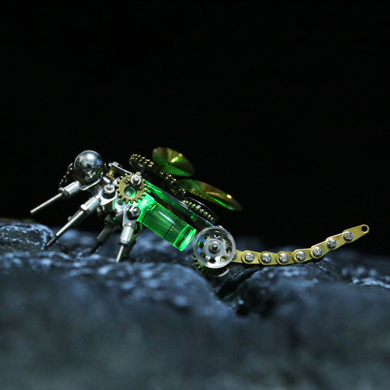 3D Puzzle Model Kit Mechanical Dragonfly with Night Light Color-changing Metal Games  - 260Pcs - EngineDIY