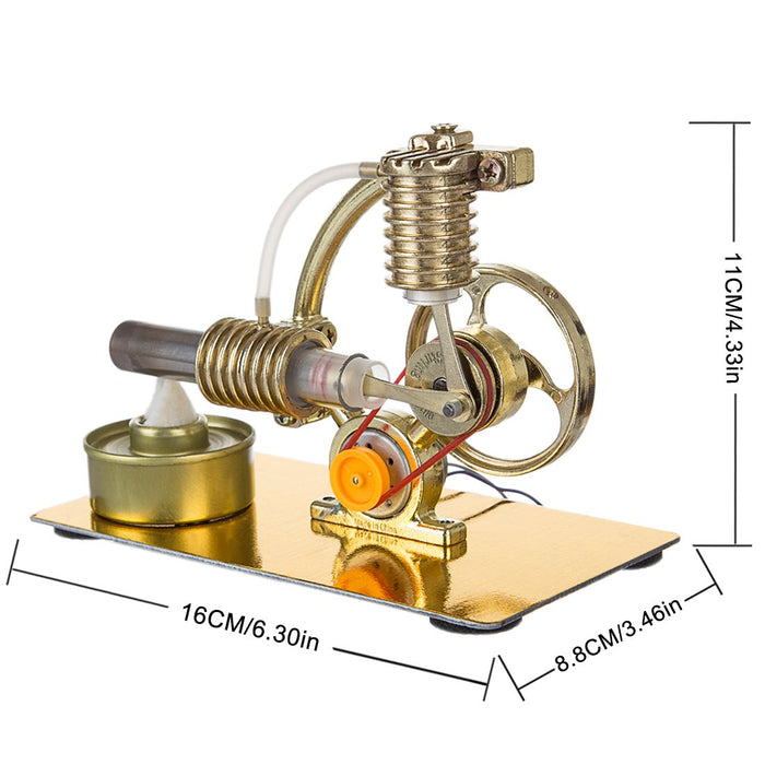 Stirling Engine L-Shape Single Cylinder Stirling Engine Generator Model with Big Bulb - enginediy